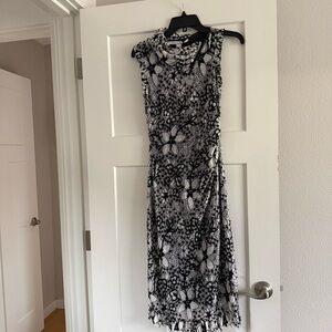 Diane Von Furstenberg Black and White Floral Midi Dress